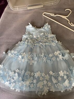 Monsoon Light Blue Floral Tulle Party Dress